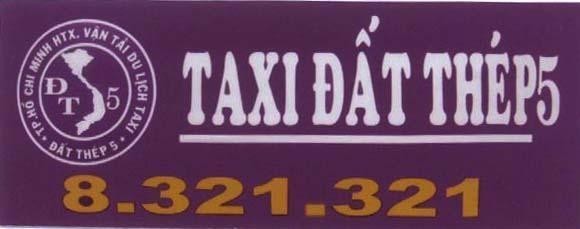 Mẫu nhãn hiệu TAXI Đất Thép 5 TP Hồ Chí Minh HTX Vận Tải Du Lịch ĐT 5
