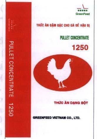Mẫu nhãn hiệu GreenFeed PULLET CONCENTRATE GREENFEED CO., LTD 1250 Thức ăn dạng bột thức ăb đậm đặc cho gà đẻ hậu bị