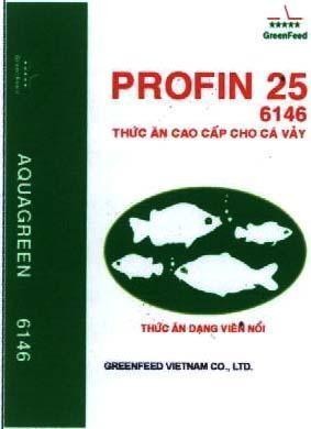 Mẫu nhãn hiệu GreenFeed PROFIN 25 AQUAGREEN GREENFEED VIETNAM CO., LTD 6146 Thức Ăn Cao Cấp Cho Cá Vảy Thức ăn dạng viên nổi
