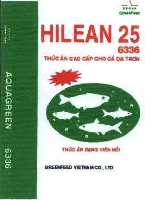 Mẫu nhãn hiệu GreenFeed HILEAN 25 AQUAGREEN GREENFEED VIETNAM CO., LTD Thức Ăn Cao Cấp Cho Cá Da Trơn Thức ăn dạng viên nổi