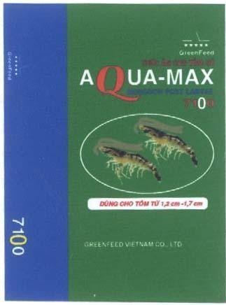 Mẫu nhãn hiệu GreenFeed AQUA-MAX 7100 GREENFEED VIETNAM CO., LTD THUC AN CHO TOM SU dùng cho tôm từ 1,2 cm - 1,7 cm