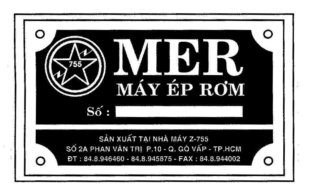 Mẫu nhãn hiệu 755 MER Máy ép rơm