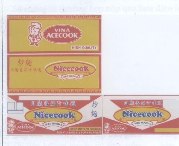 Mẫu nhãn hiệu VINA ACECOOK NICECOOK FRIED NOODLE