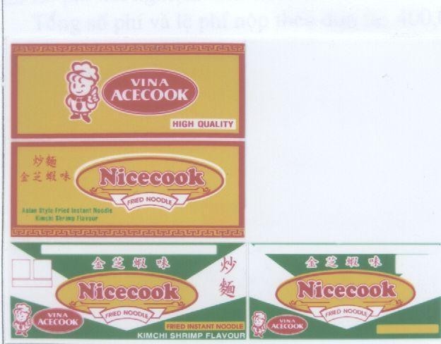 Mẫu nhãn hiệu VINA ACECOOK NICECOOK FRIED NOOLDE