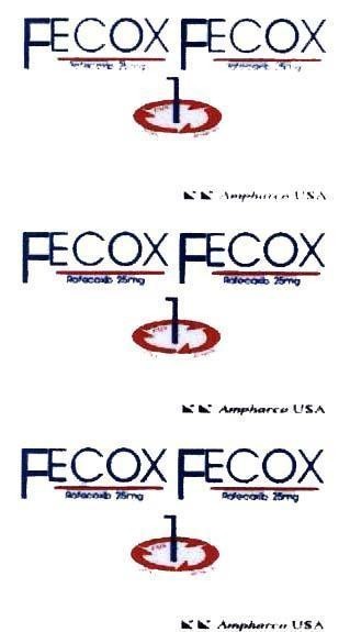 Mẫu nhãn hiệu FECOX ROFECOXIB 25MG AMPHARCO USA 1