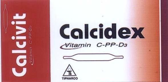 Mẫu nhãn hiệu CALCIVIT CALCIDEX VITAMIN C-PP-D3 VM TIPHARCO