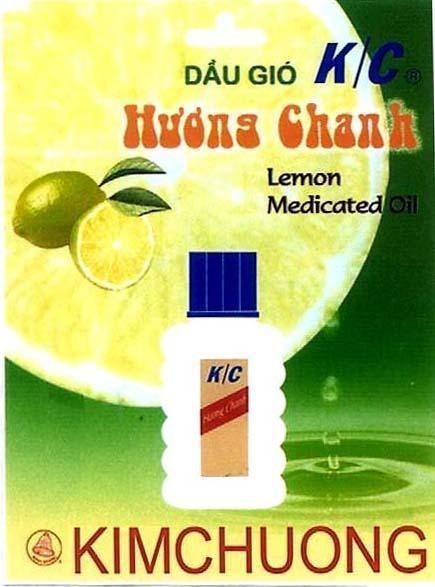 Mẫu nhãn hiệu Dầu Gió K/C Hương Chanh KIM CHUONG K/C LEMON MEDICATED OIL