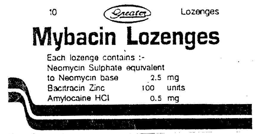 Mẫu nhãn hiệu GREATER MYBACIN LOZENGES