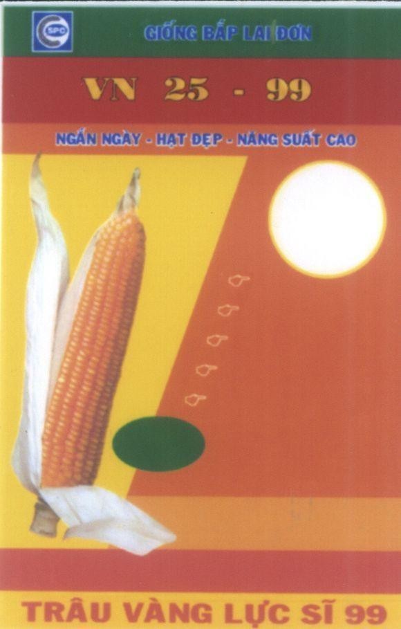 Mẫu nhãn hiệu SPC C Trâu vàng lực sĩ 99 Giống bắp lai đơn VN 25 - 99 NGAN HAN - HAT DEP - NANG SUAT CAO