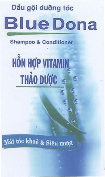 Mẫu nhãn hiệu DầU GộI DƯỡNG TóC BLUE DONA HỗN HợP VITAMIN THảO DƯợC SHAMPOO CONDITIONER MAI TOC KHOE & SIEU MUOT