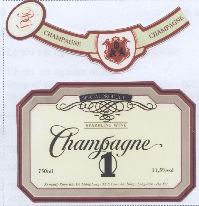 Mẫu nhãn hiệu BD CHAMPAGNE 1 SPARKLING WINE XI NGHIEP RUOU BAC DO THANG LONG KCN CAO SAI DONG LONG BIEN HANOI