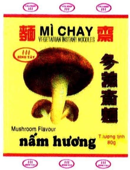 Mẫu nhãn hiệu Mì CHAY BìNH TÂY NấM HƯƠNG MENG ZHAI DONG GO ZHAI MENG MUSHROOM FLAVOUR