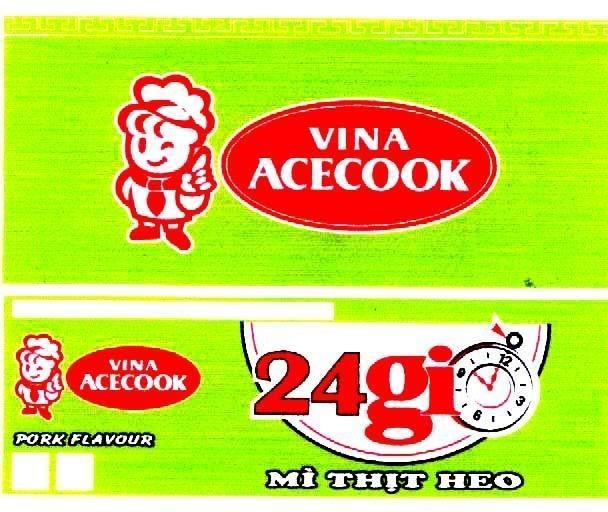Mẫu nhãn hiệu VINA ACECOOK 24 GIờ Mì THịT HEO