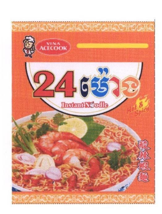 Mẫu nhãn hiệu VINA ACECOOK 24 INSTANT NOODLE MOUN GIO HOT SPICY SUAN LA XIA MIAN MI TOM CHUA THAI