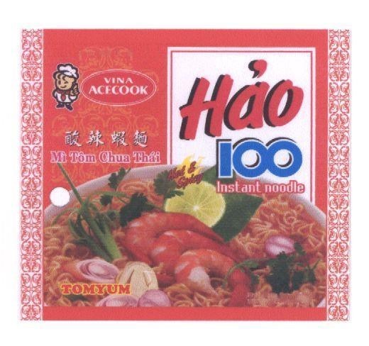 Mẫu nhãn hiệu VINA ACECOOK HảO 100 Mì TÔM CHUA THáI SUAN LA XIA MIAN HOT SPICY INSTANT NOODLE TOMYUM