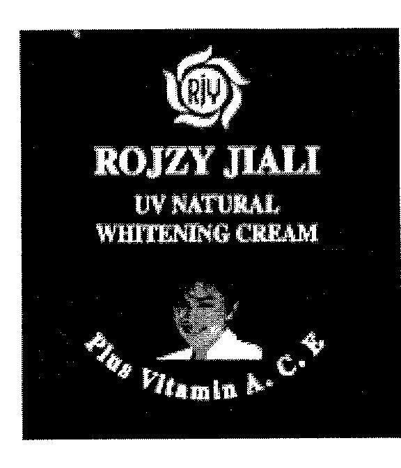 Mẫu nhãn hiệu RJY ROJZY JIALI UV NATURAL WHITENING CREAM PLUS VITAMIN A.C.E