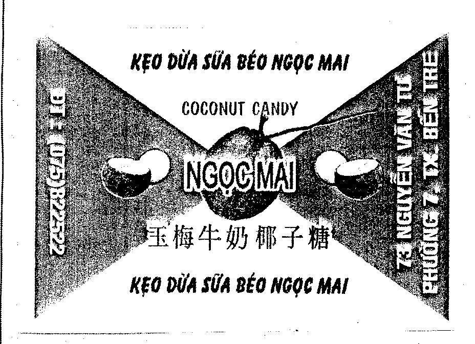 Mẫu nhãn hiệu KEO DUA SUA BEO NGOC MAI COCONUT CANDY NGOC MAI