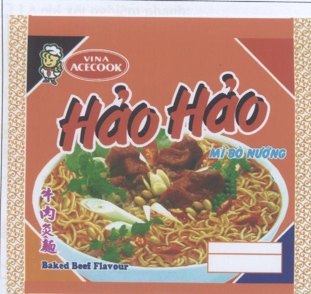 Mẫu nhãn hiệu VINA ACECOOK HảO HảO Mì Bò NƯớNG Niu rou sha mian