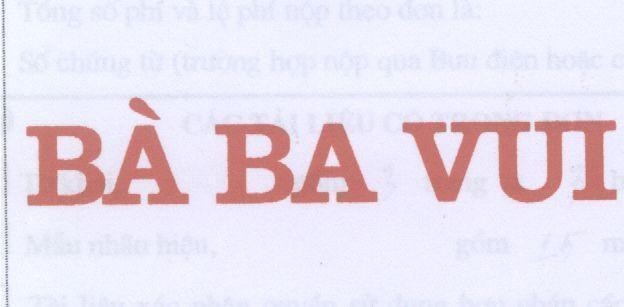 Mẫu nhãn hiệu BA BA VUI