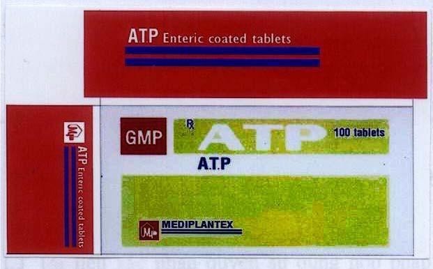 Mẫu nhãn hiệu ATP ENTERIC COATED TABLETS GMP MP MEDIPLANTEX