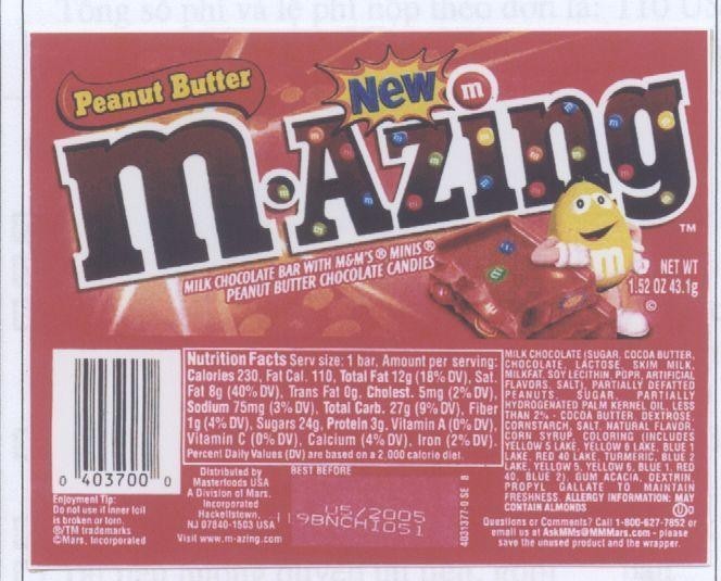 Mẫu nhãn hiệu PEANUT BUTTER M.AZING M
