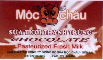 Mẫu nhãn hiệu Mộc Châu Sữa Tươi Thanh Trùng CHOCOLATE