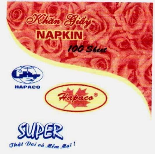 Mẫu nhãn hiệu GHP HAPACO KHAN GIAY NAPKIN SUPER Thật dai và mềm mại