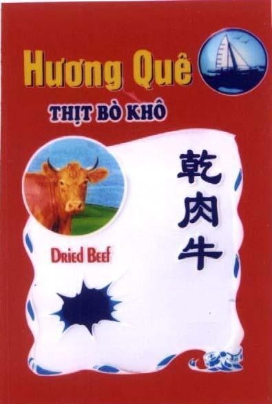 Mẫu nhãn hiệu HUONG QUE THIT BO KHO DRIED BEEF gan niu ron