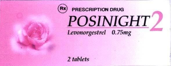 Mẫu nhãn hiệu POSINIGHT2 RX PRESCRIPTION DRUG LEVONORGESTREL 0 75 MG