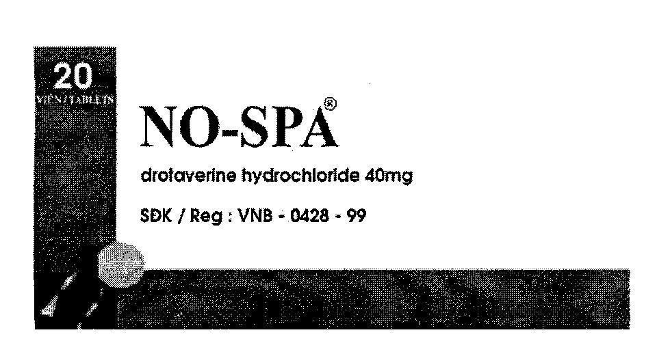 Mẫu nhãn hiệu NO-SPA DROTAVERINE HYDROCHLORIDE 40 MG 20 VIEN NEN