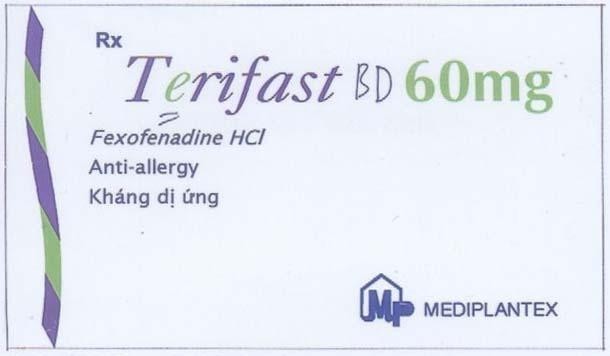 Mẫu nhãn hiệu RX TERIFAST BD 60 MG MP MEDIPLANTEX