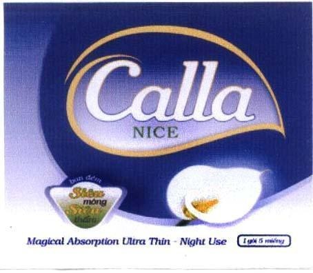Mẫu nhãn hiệu CALLA NICE BAN ĐÊM SIÊU MỏNG SIÊU THấM