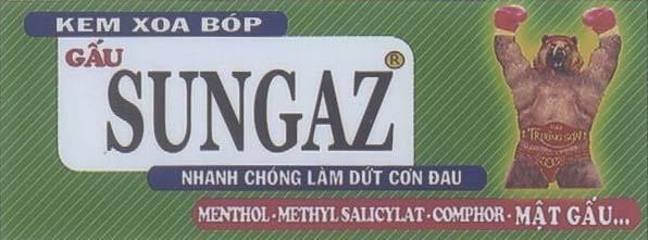 Mẫu nhãn hiệu KEM XOA Bóp Gấu SUNGAZ Mật Gấu TRUONG SON NHANH CHONG LAM FUT CON DAU MENTHOL METHYLSALICYLAT COMPHOR G