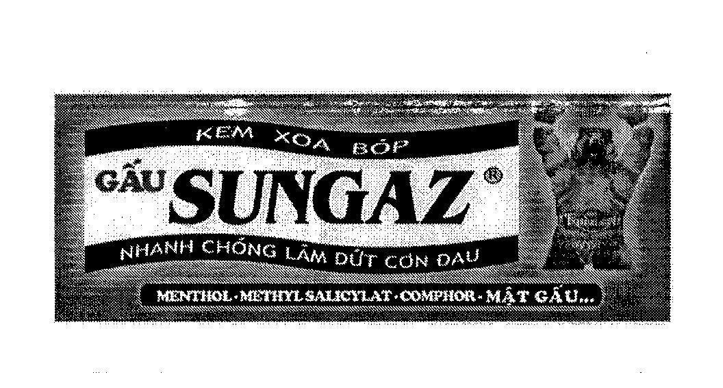 Mẫu nhãn hiệu KEM XOA BóP GấU SUNGAZ TRUONG SON NHANH CHóNG LàM DứT CƠN ĐAU MENTHOL METHYL SALICYLAT COMPHOR