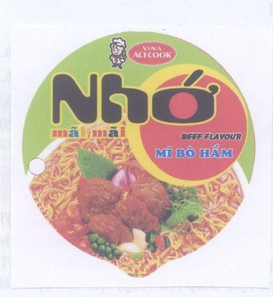 Mẫu nhãn hiệu VINA ACECOOK NHO MãI MãI Mì Bò HầM BEEF FLAVOUR