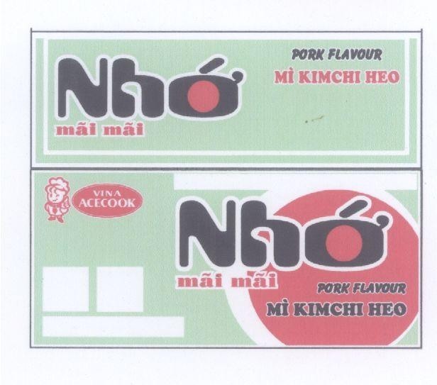 Mẫu nhãn hiệu VINA ACECOOK NHớ MãI MãI Mì KIM CHI HEO PORK FLAVOUR