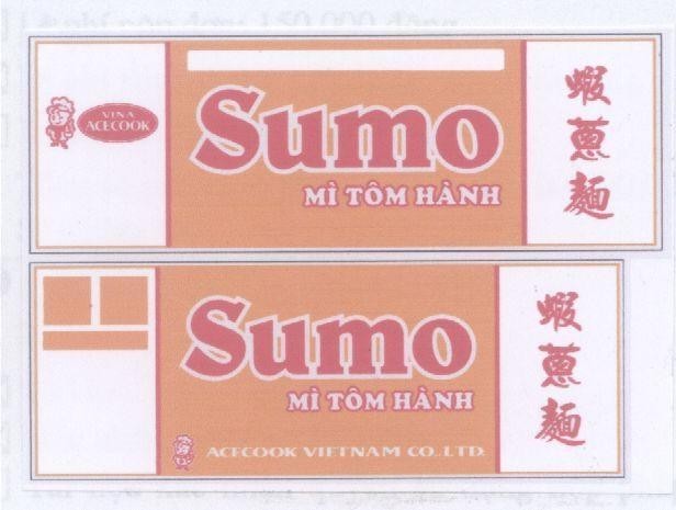 Mẫu nhãn hiệu VINA ACECOOK VIETNAM CO LTD SUMO Mì TÔM HàNH XIA CONG MIAN