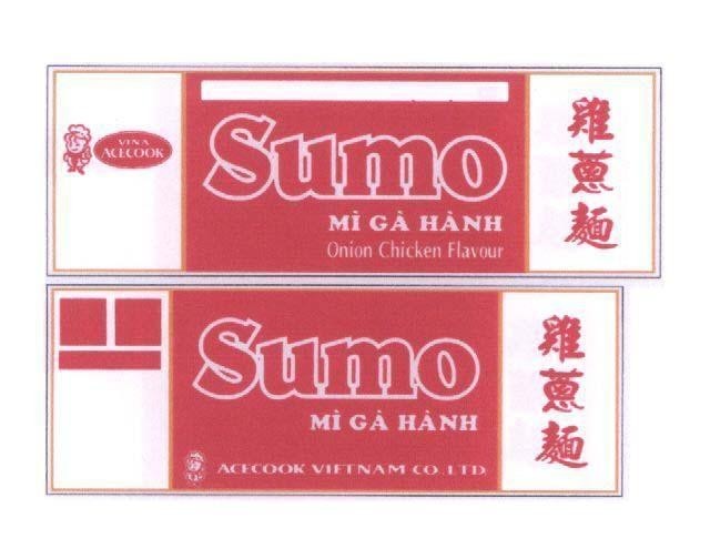 Mẫu nhãn hiệu VINA ACECOOK VIETNAM CO LTD SUMO Mì Gà HàNH ONION CHICKEN FLAVOUR JI CONG MIAN