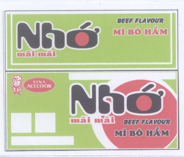 Mẫu nhãn hiệu VINA ACECOOK Nhớ mãi mãi Mì bò hầm BEEF FLAVOUR