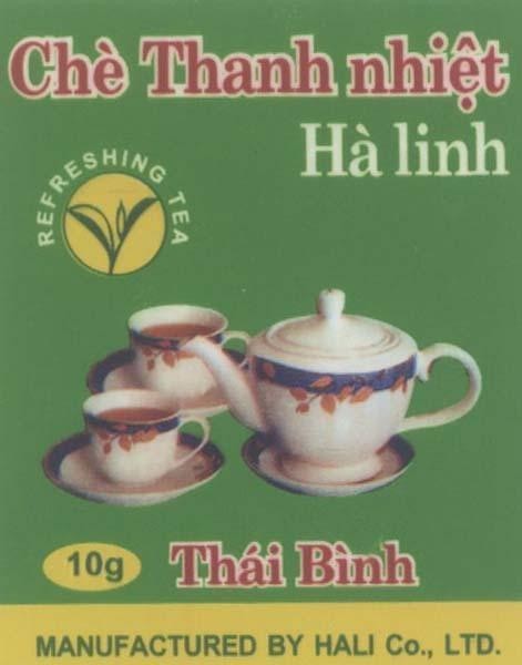 Mẫu nhãn hiệu CHE THANH NHIET HA LINH THAI BINH MANUFACTURED BY HALI CO LTD REFRESHING TEA