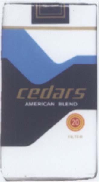 Mẫu nhãn hiệu CEDARS AMERICAN BLEND 20 FILTER