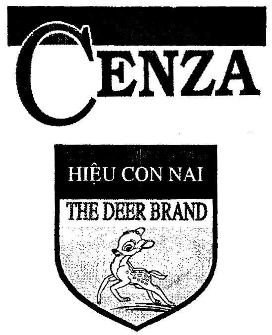 Mẫu nhãn hiệu CENZA Hiệu Con Nai THE DEER BRAND