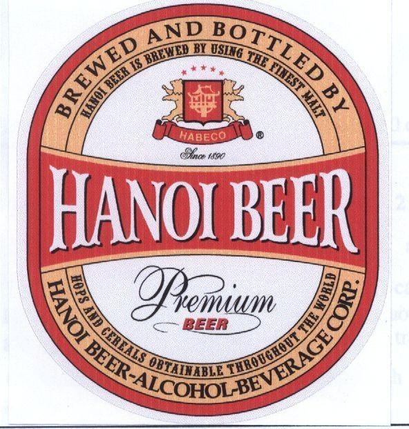 Mẫu nhãn hiệu HANOI BEER PREMIUM BEER HABECO SINCE 1890
