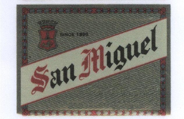 Mẫu nhãn hiệu SAN MIGUEL SINCE 1890