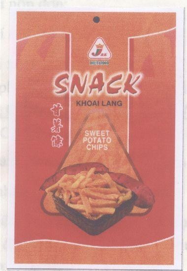 Mẫu nhãn hiệu T JAK DELTAFOOD SNACK KHOAI LANG SWEET POTATO CHIPS KAN SU TIAO SAY