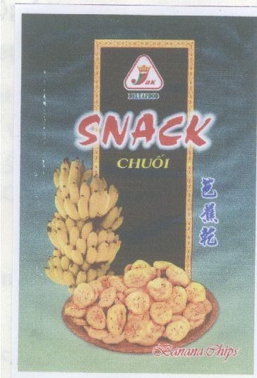 Mẫu nhãn hiệu JAK DELTAFOOD SNACK Chuối BANANA CHIPS PA CHIAO KAN SAY