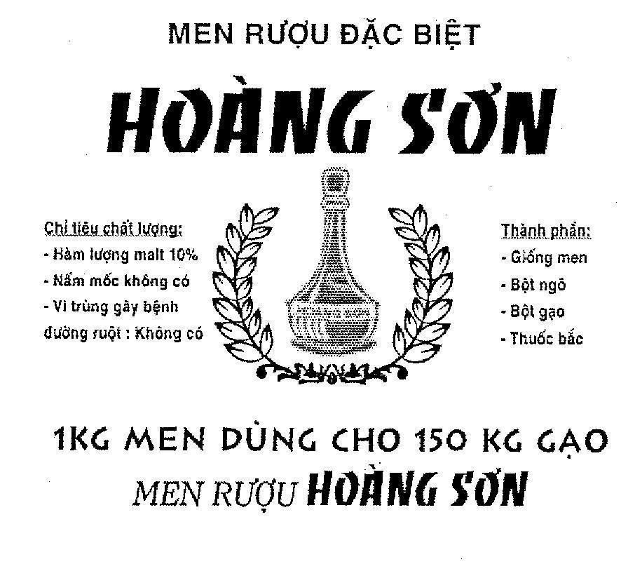 Mẫu nhãn hiệu MEN RUOU DAC BIET HOANG SON