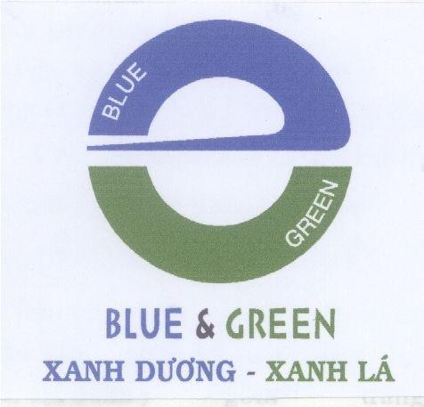 Mẫu nhãn hiệu E BLUE GREEN XANH DƯƠNG XANH Lá