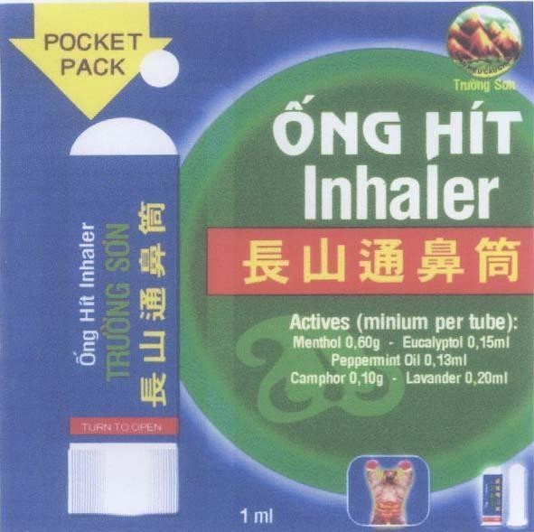 Mẫu nhãn hiệu ốNG HíT INHALER TRƯờNG SƠN POCKET PACK CTY DONG NAM DUOC TRƯờNG SƠN CHANG SHAN XI JIN GUAN ACTIVE IN
