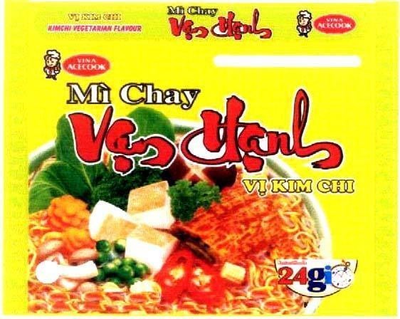 Mẫu nhãn hiệu VINA ACCECOOK Mì CHAY VạN HạNH Vị KIM CHI 24GIO